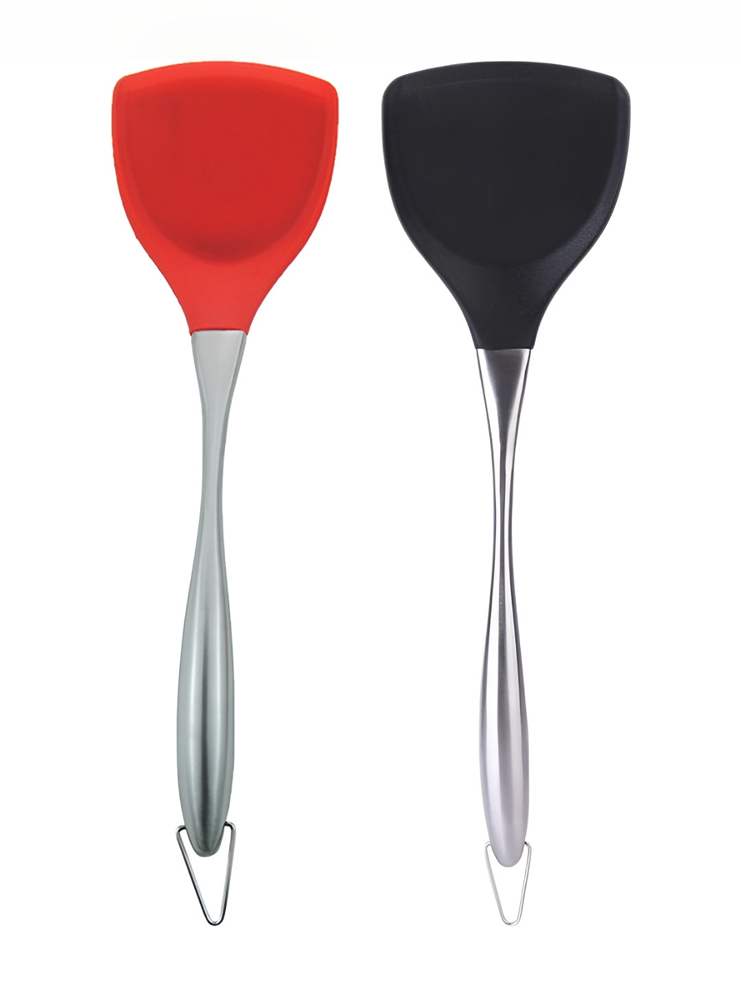 Baskety Red And Black 2 Pieces Flexible Silicone Soft Edge Slotted Spatula