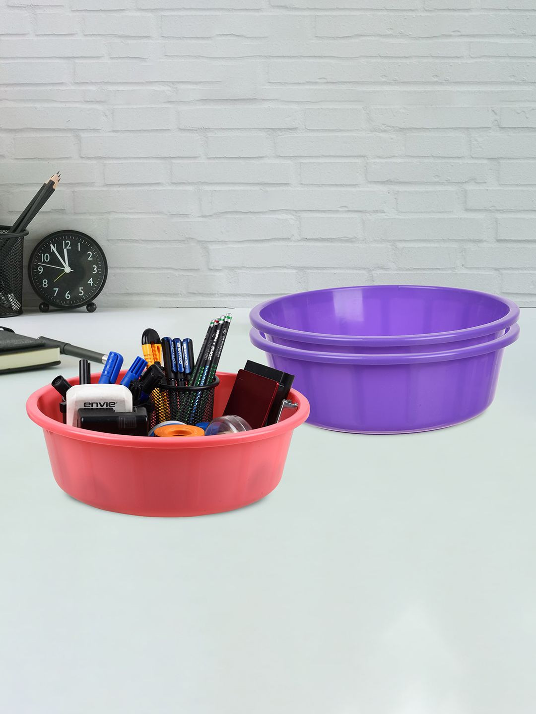 Kuber Industries Purple & Pink 3 Pieces Desk Organisers 6 ltr