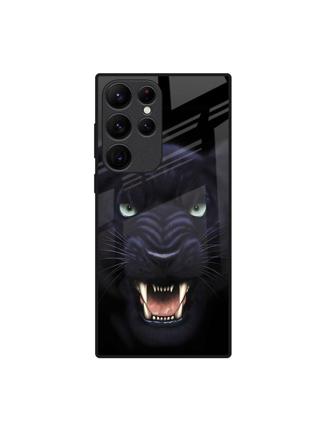 QRIOH Angry Black Leopard Printed Samsung Galaxy S22 Ultra Back Case