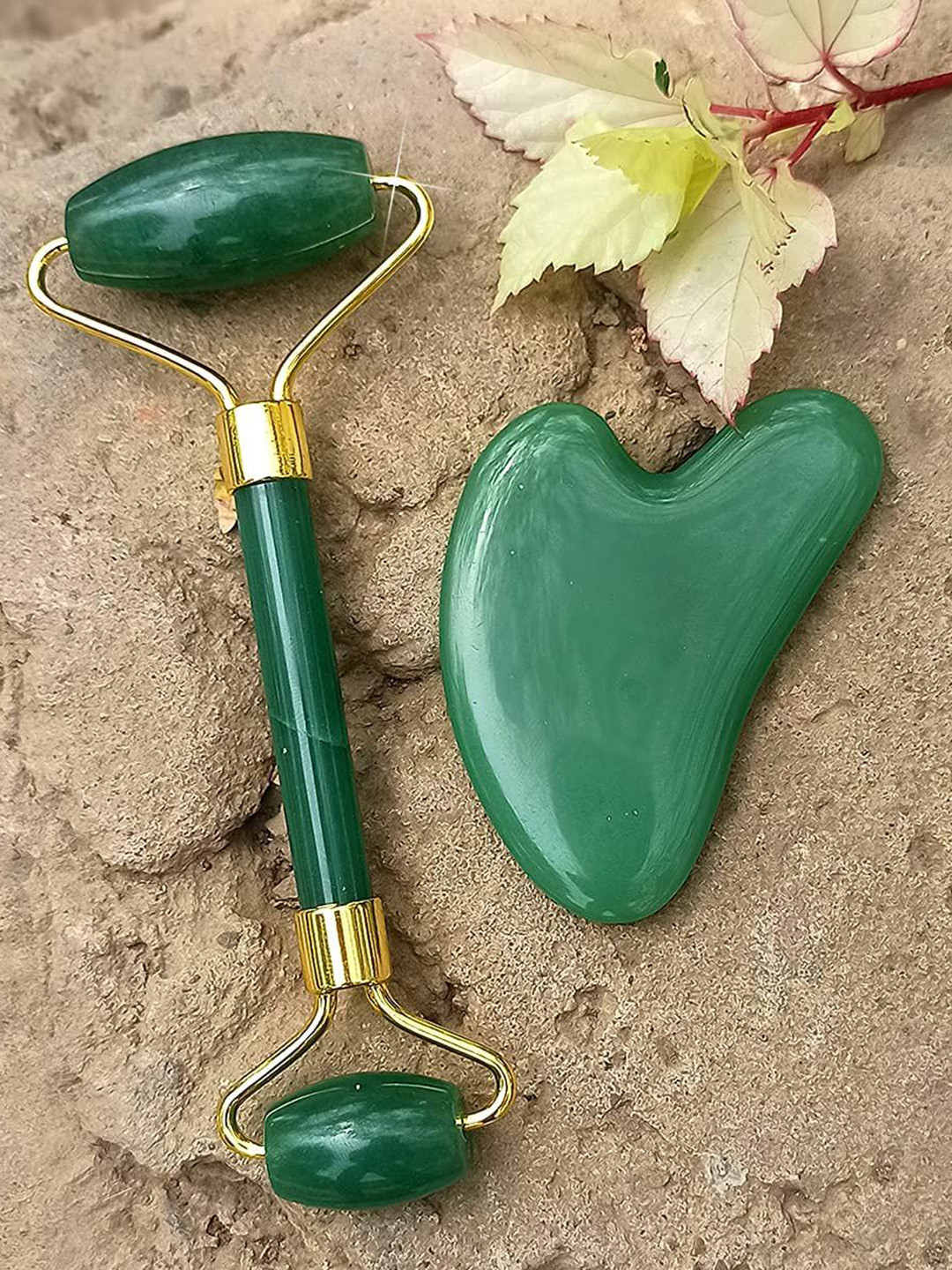 Techpro Set Of 2 Jade Roller & Gua Sha Stone Set