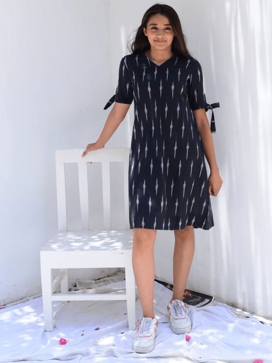 Mera Rang Women Tie and Dye Printed Cotton A-Line Dress
