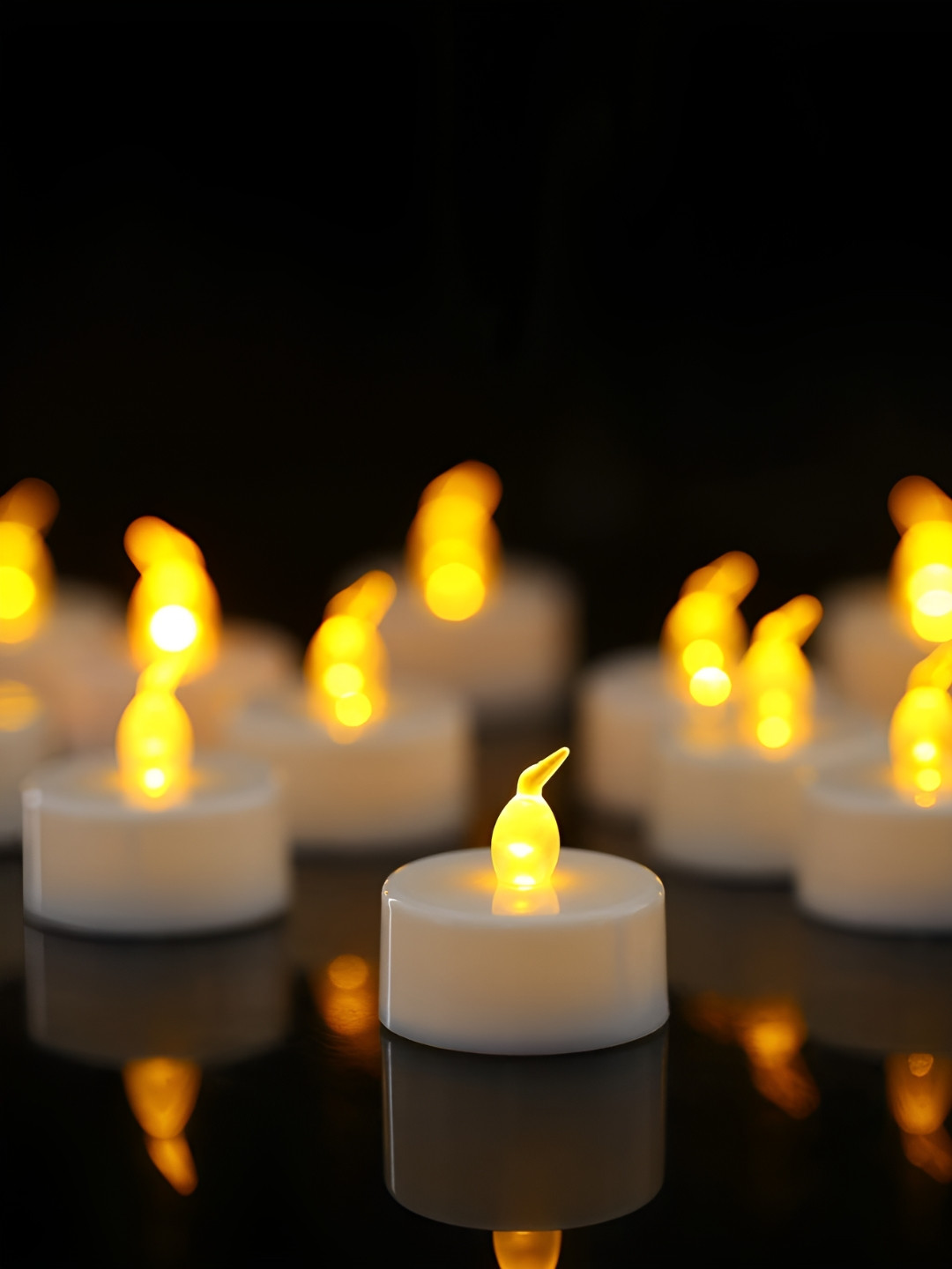 TRUE DECOR Smokeless LED Lights 12Pcs Flameless Solid Round Regular Tea Light Candles