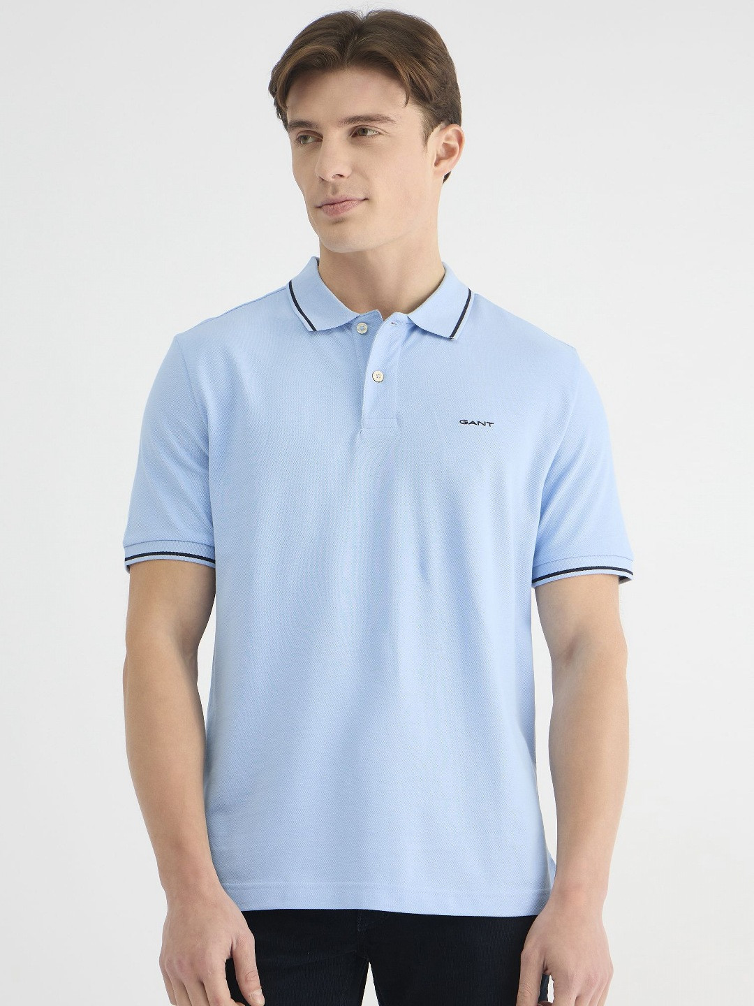 GANT Men Solid Pique Rugger Polo Collar Cotton T-shirt