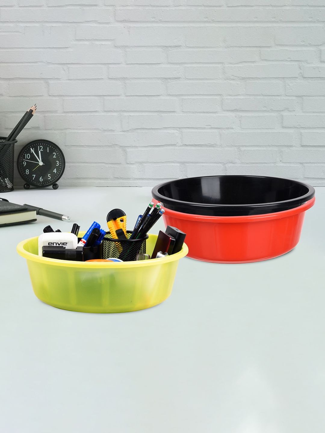 Kuber Industries Red & Black 3 Pieces Multipurpose Storage Tub Organizer 6L