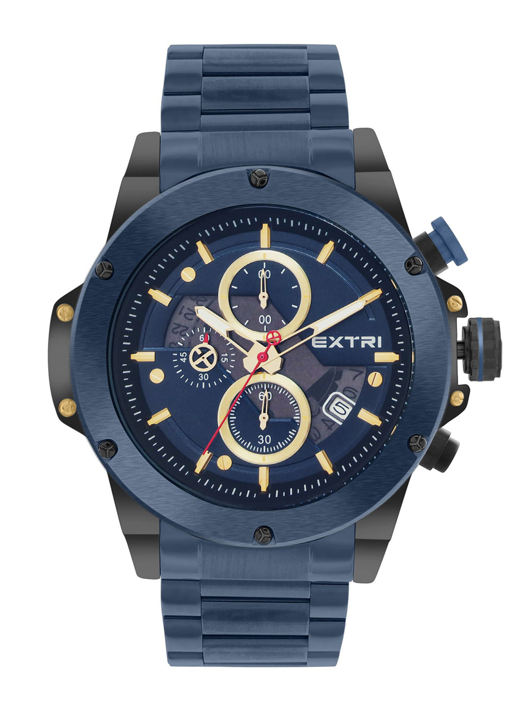 EXTRI Men Dial & Stainless Steel Bracelet Style Straps Analogue Watch X6080-E