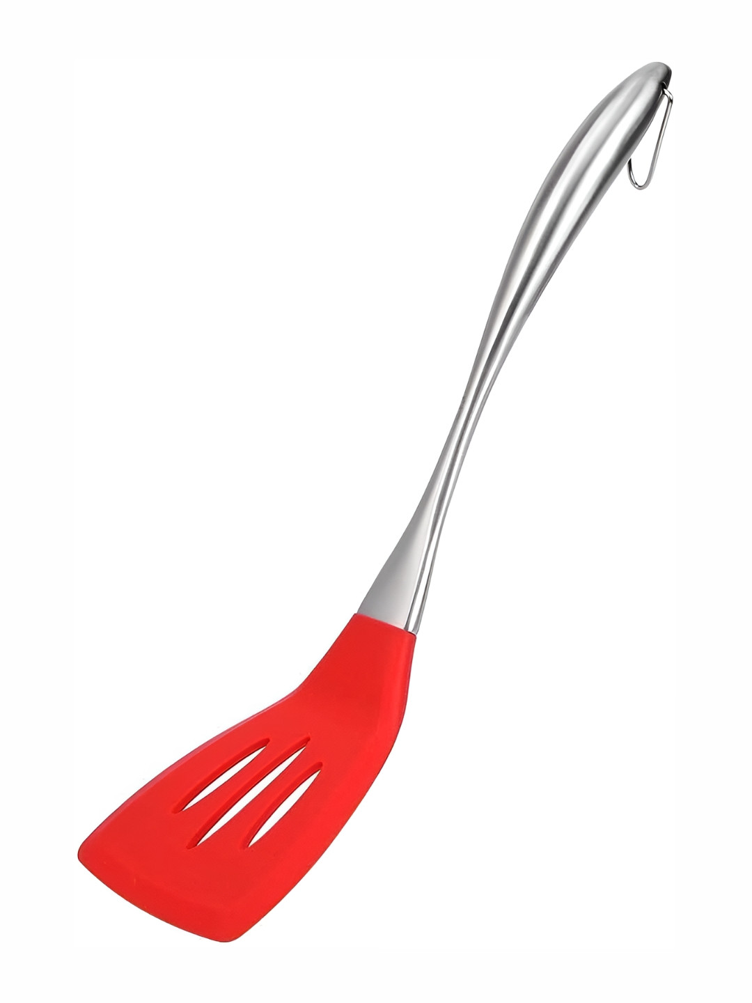 Baskety Steel & Red Stainless Steel Handle Wok Slotted Spatula