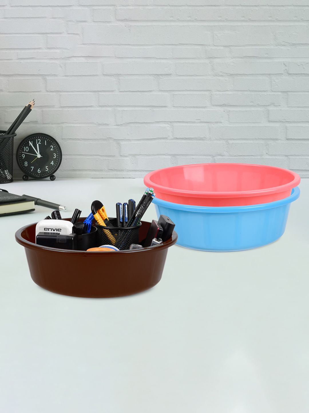 Kuber Industries Turquoise Blue 3 Pieces Multipurpose Storage Tub Organizer 6L