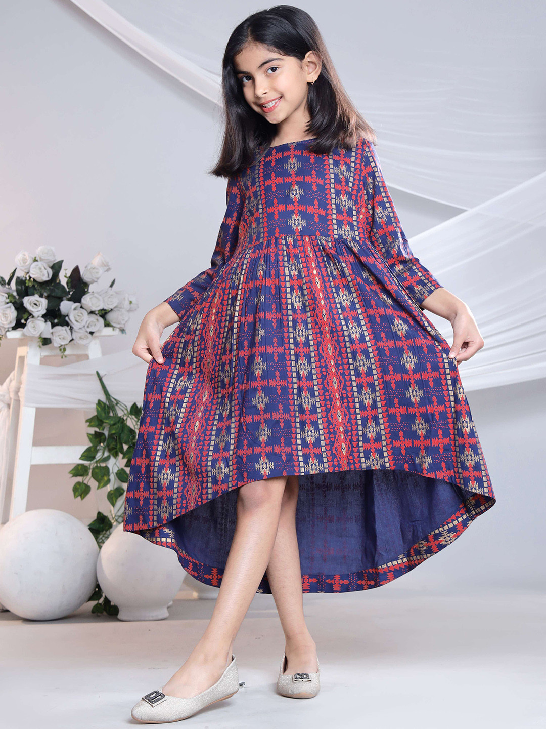 Nanci Printed Girls Fit & Flare Dress