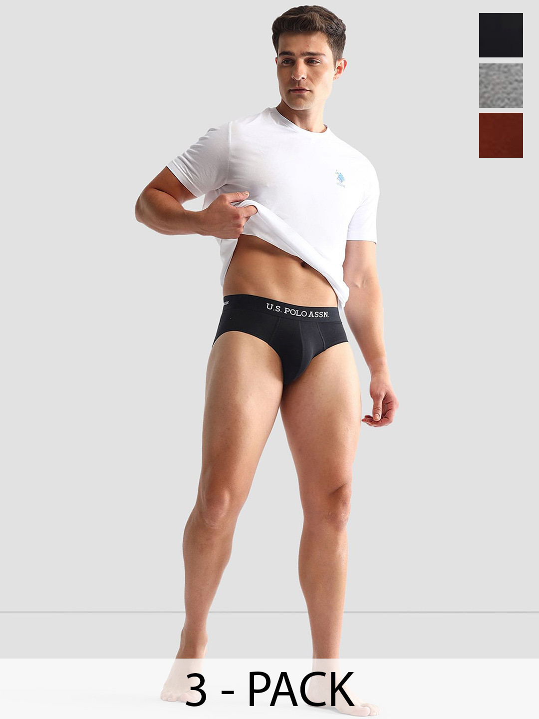 U.S. Polo Assn. Pack Of 3 Anti Microbial Mid Rise Briefs - OEB13-ZRG-P3