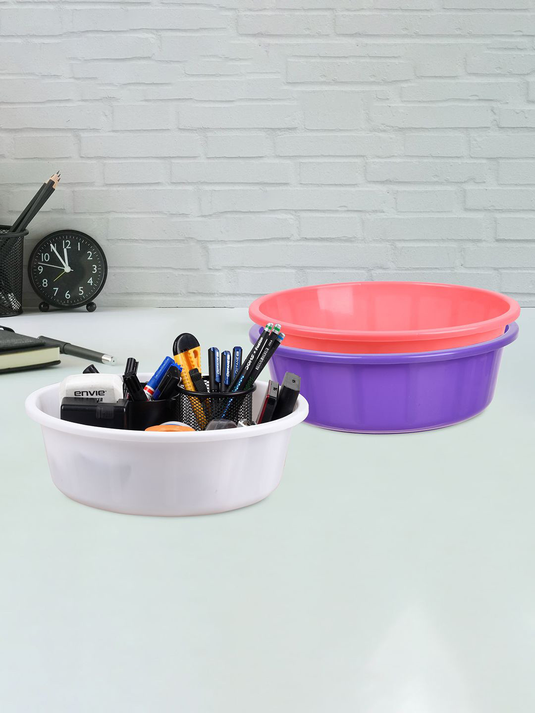 Kuber Industries Purple & Pink 3 Pieces Regular Desk Organisers