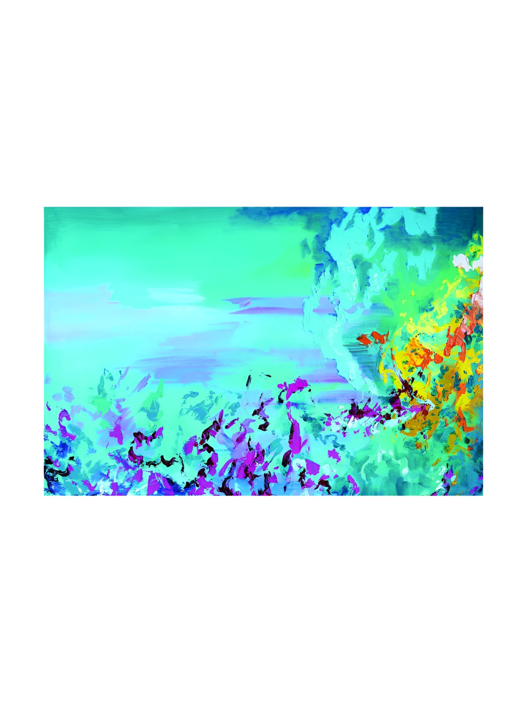 Inephos Blue & Green Modern Abstract Canvas Wall Art