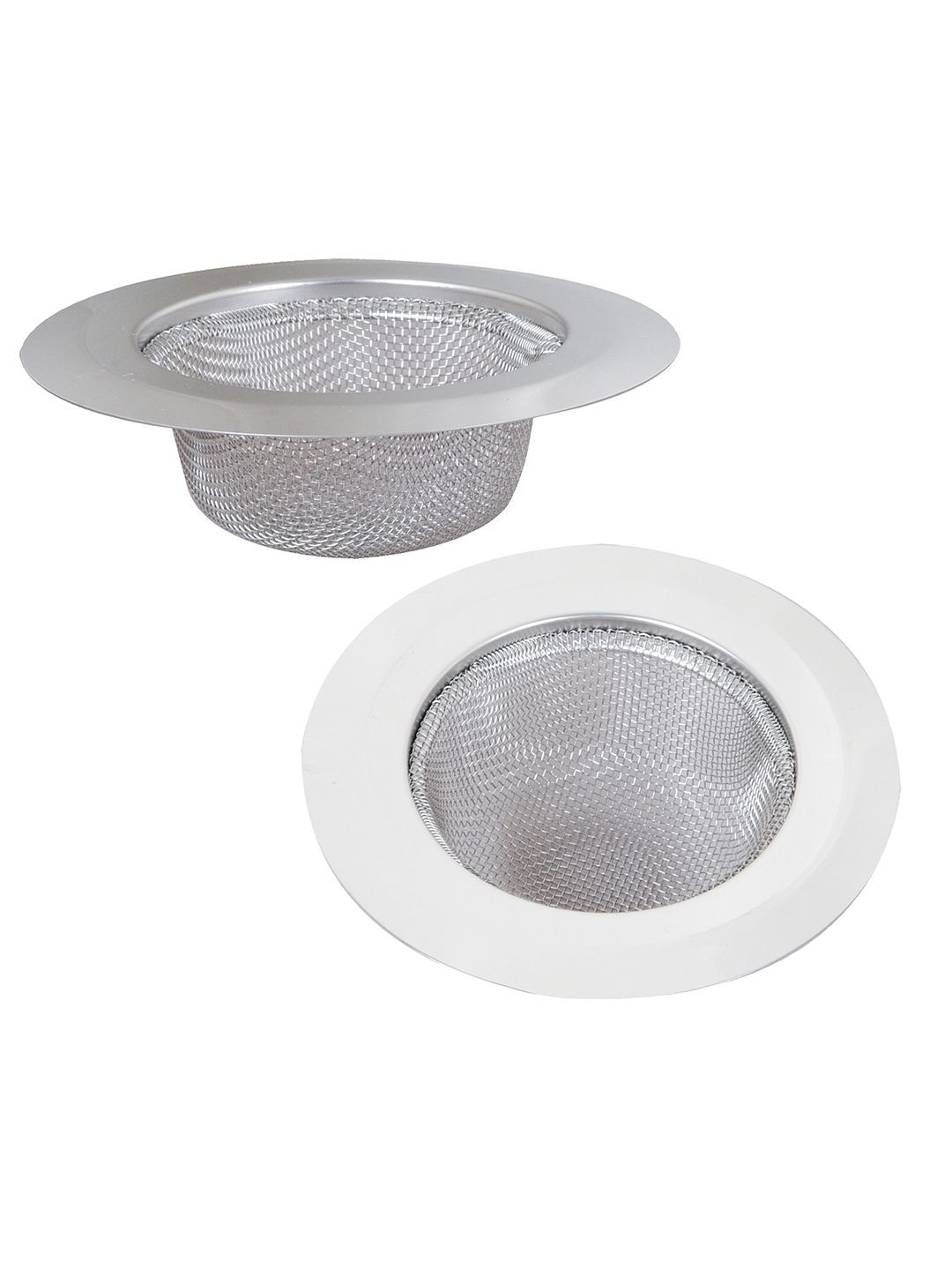 Kuber Industries Pack of 2 Silver-Toned Kitchen Sink Round Patli Jali Drain Catchers