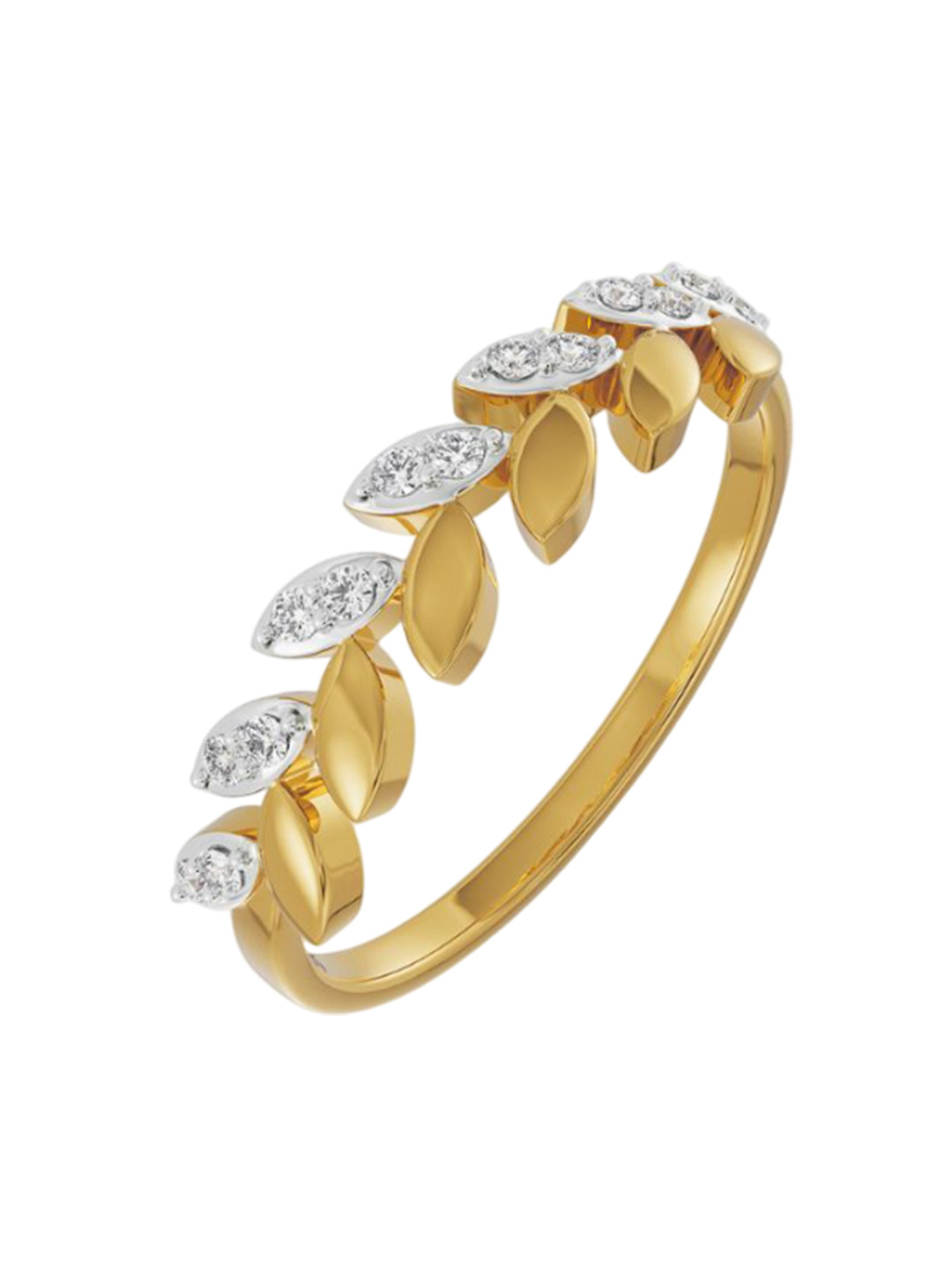 Emori Leafy Crown Lab Diamond in 14KT Gold Ring