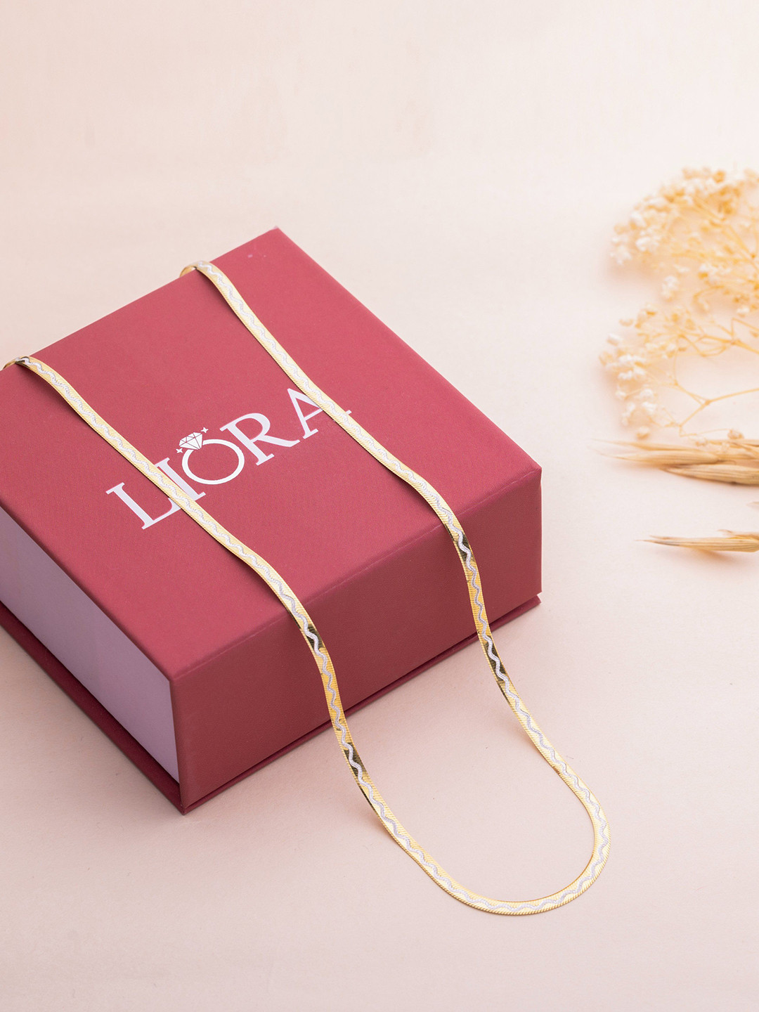 LIORA 925 Silver Jewellery Sterling Silver Gold-Plated Flat Dual Sided Snake Necklace