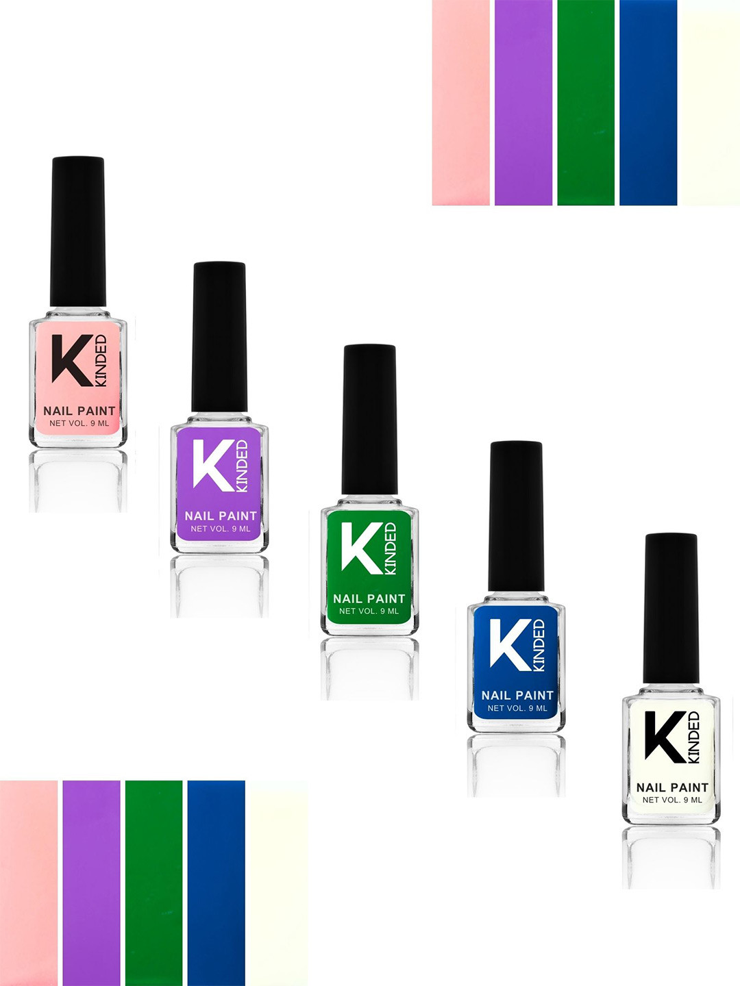 KINDED Set Of 5 Matte Finish Nail Polish- 9 ml Each- Shade- 56- 57- 58- 59- 60