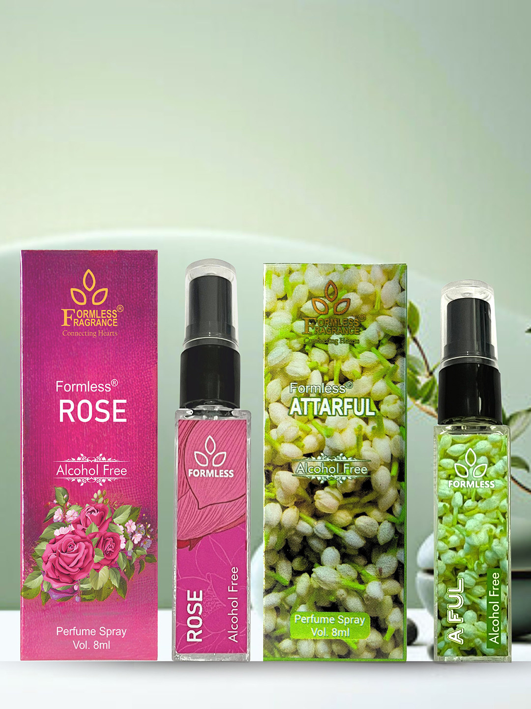 Formless Fragrance Attarful & Rose Set Of 2 Long Lasting & Alcohol Free Perfume - 8ml Each