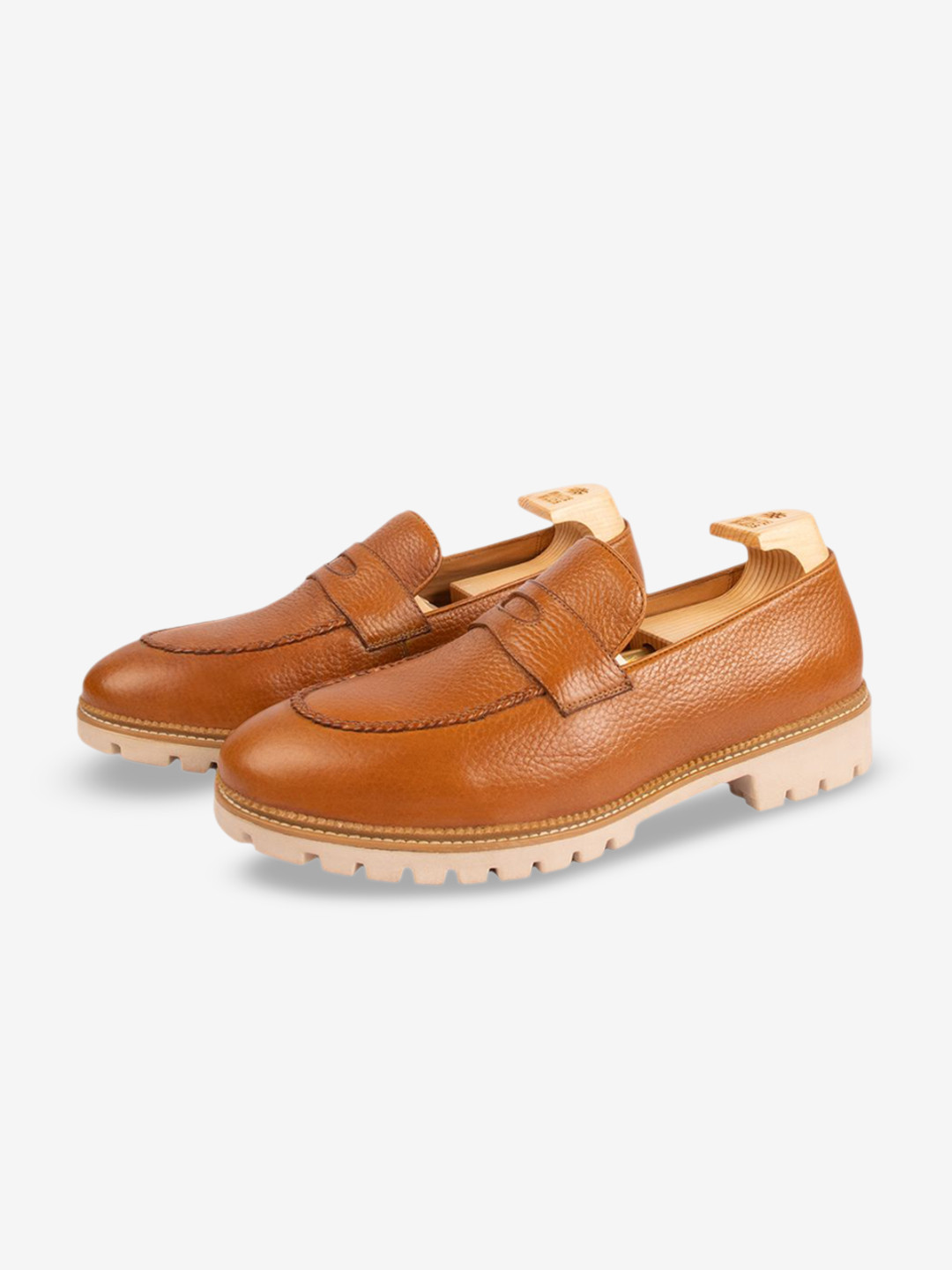 Whitemuds Men Round Toe Leather Slip-Ons Monk Shoes