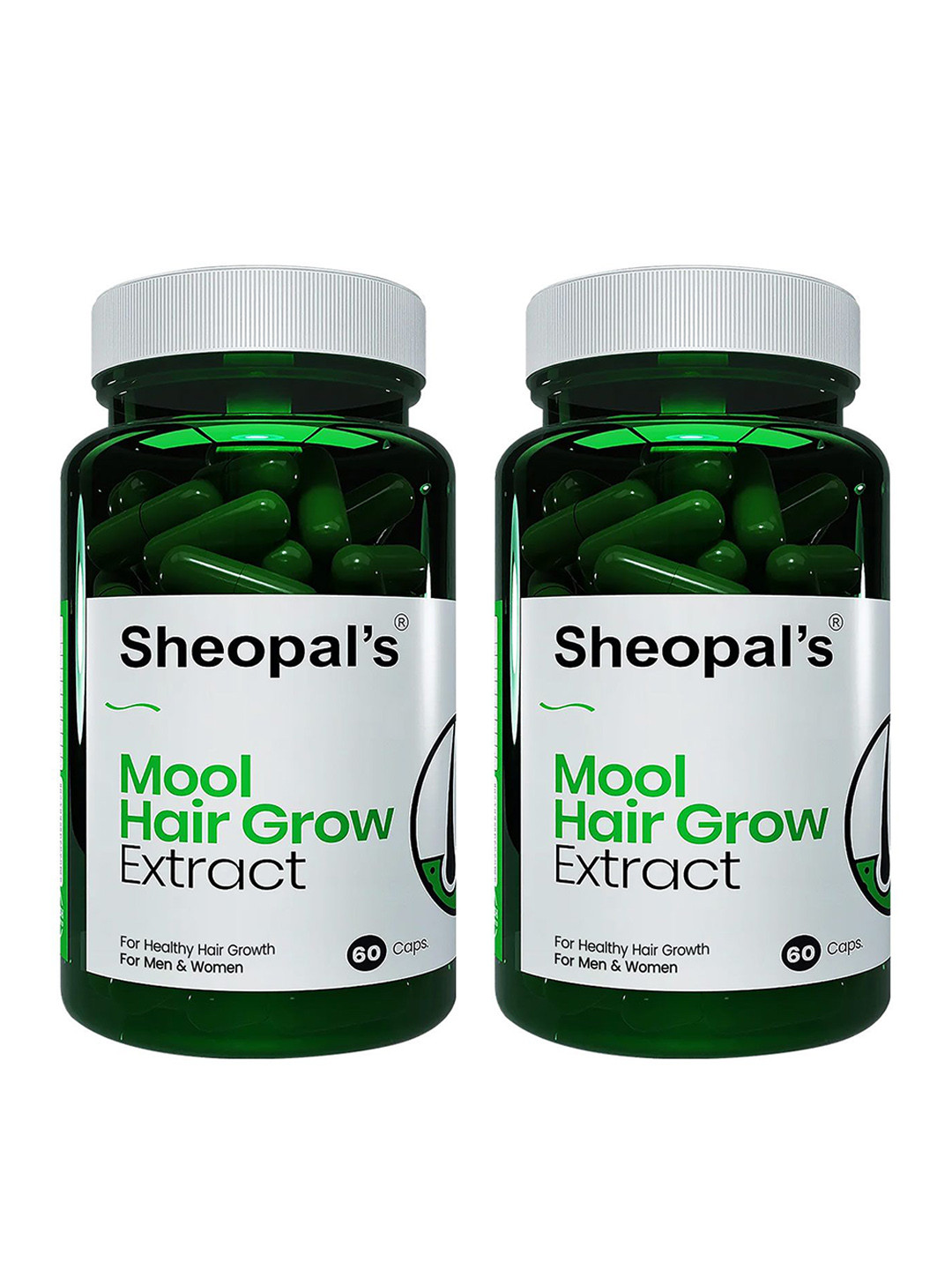 Sheopal's Set Of 2 Mool Hair Grow Extract Capsule For Strong & Shiny Hair - 60 Caps Each