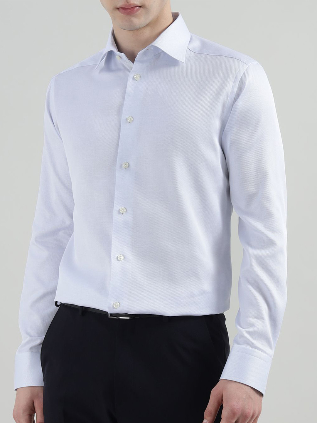 Eton Men Spread Collar Textured Cotton Formal Shirt