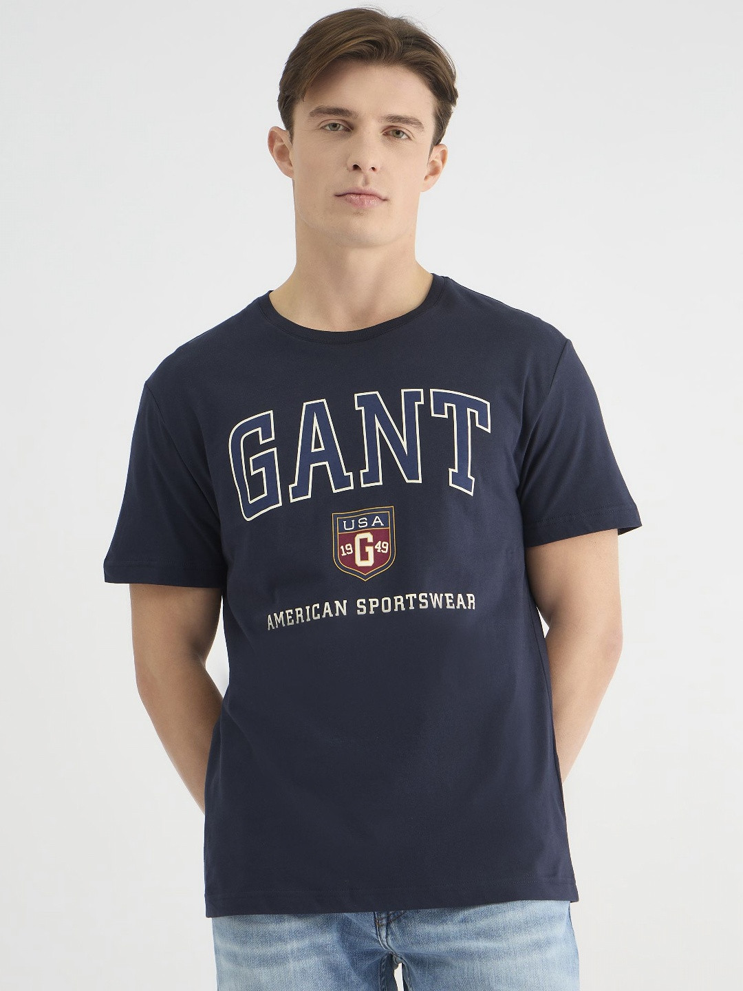 GANT Men Typography Printed Round Neck Cotton T-shirt