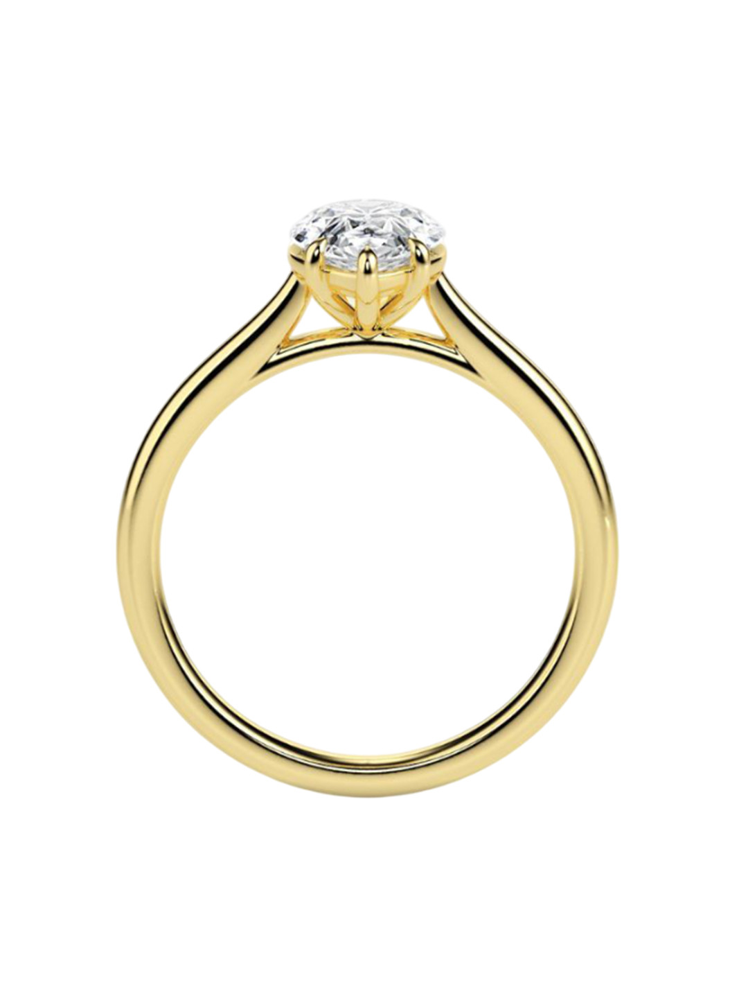 Emori Pear Cut Solitaire Lab Diamond Ring in 18KT Gold