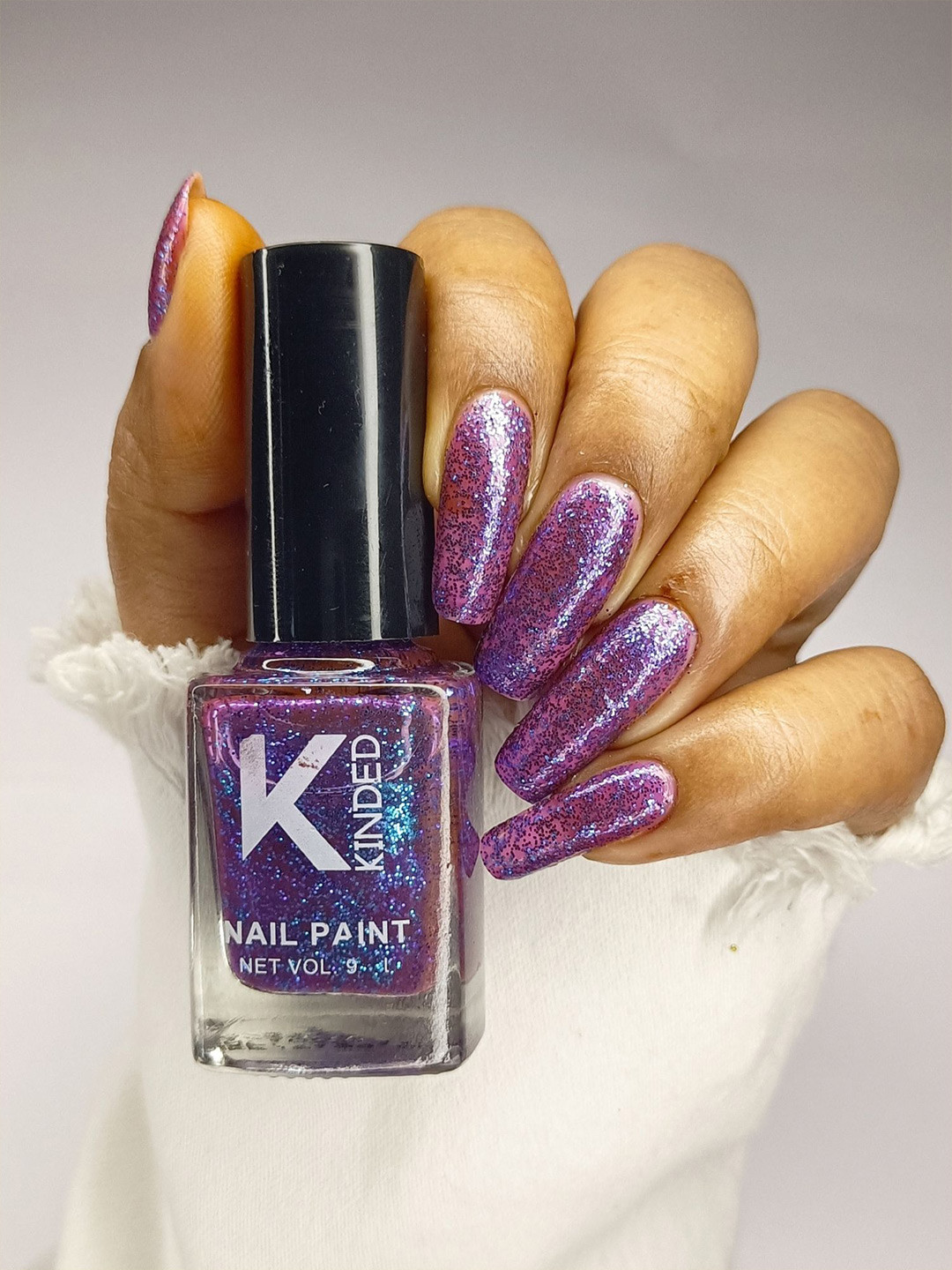 KINDED Topper Coat Textured Glitter Long Lasting Nail Paint - 9 ml - Sparkle Orchid 41