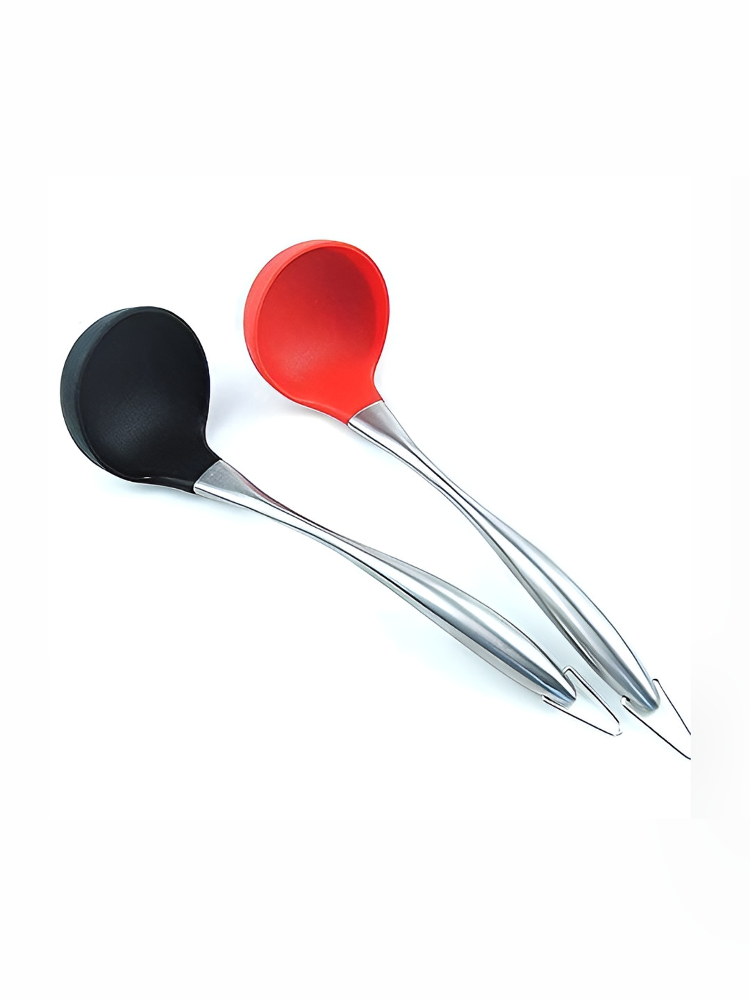 Baskety Red & Black 2 Pieces Heat Resistant Soup Ladle Scoop Serving Spoon
