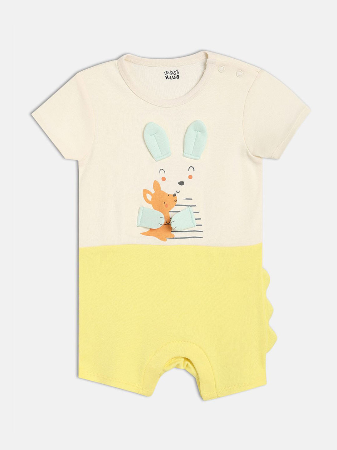 MINI KLUB Boys Printed Applique Detail Half Sleeves Rompers