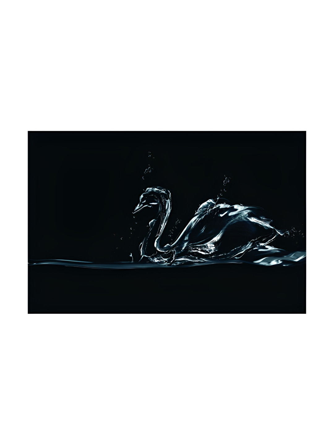 Inephos Black Black And Sea Green Swan Birds And Animals Canvas Wall Art