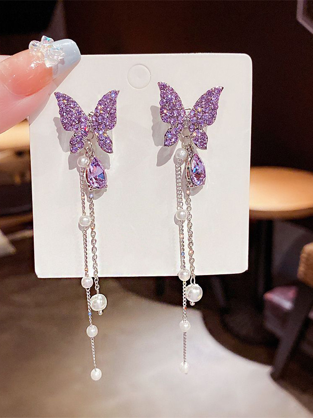 Celestique Badazzled Butterfly Shaped Korean Drop Earrings