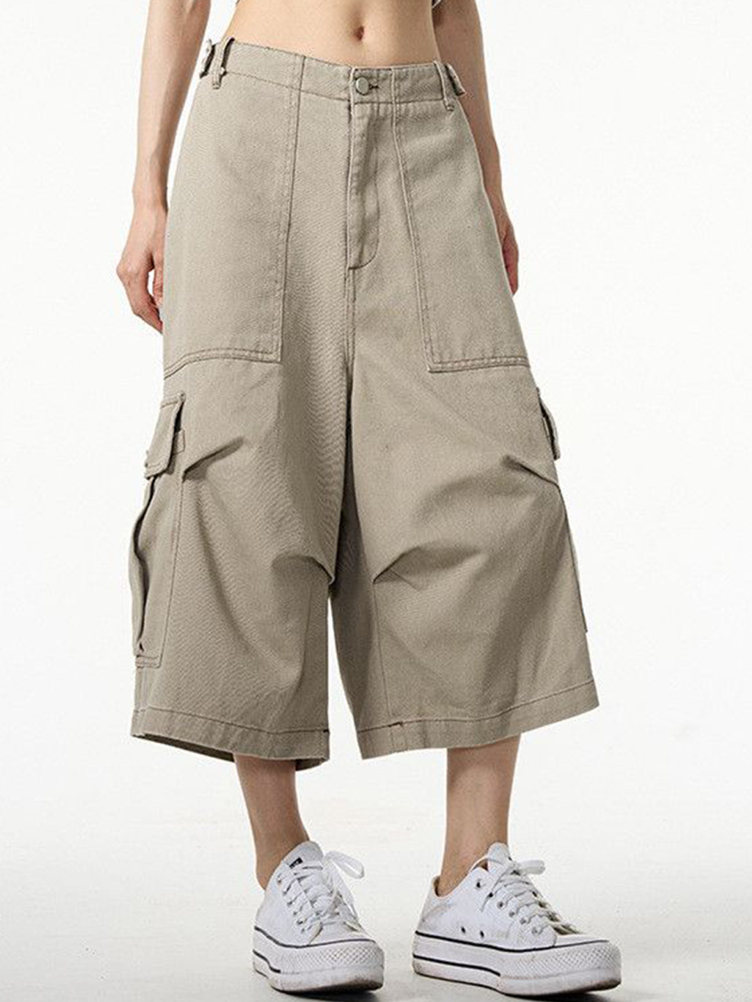 DressBerry Women Solid Regular Fit Mid-Rise Flat-Front Culottes Trousers