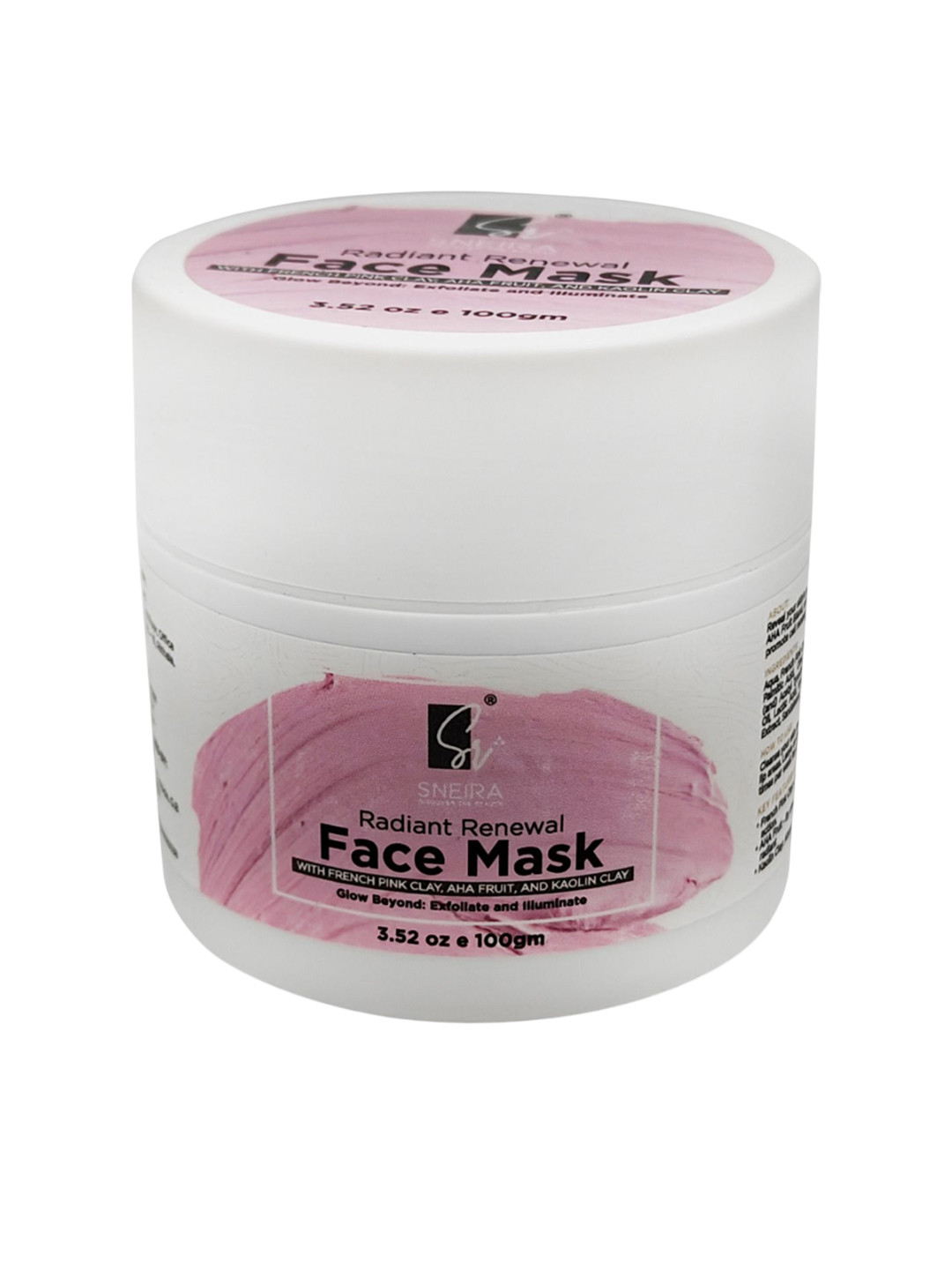 SNEIRA Radiant Renewal Face Mask With Pink Clay & AHA Fruits For Brightening - 100 g