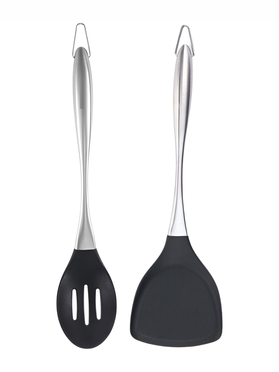 Baskety Black 2 Pcs Silicone Spatula With Cooking Spoon Set