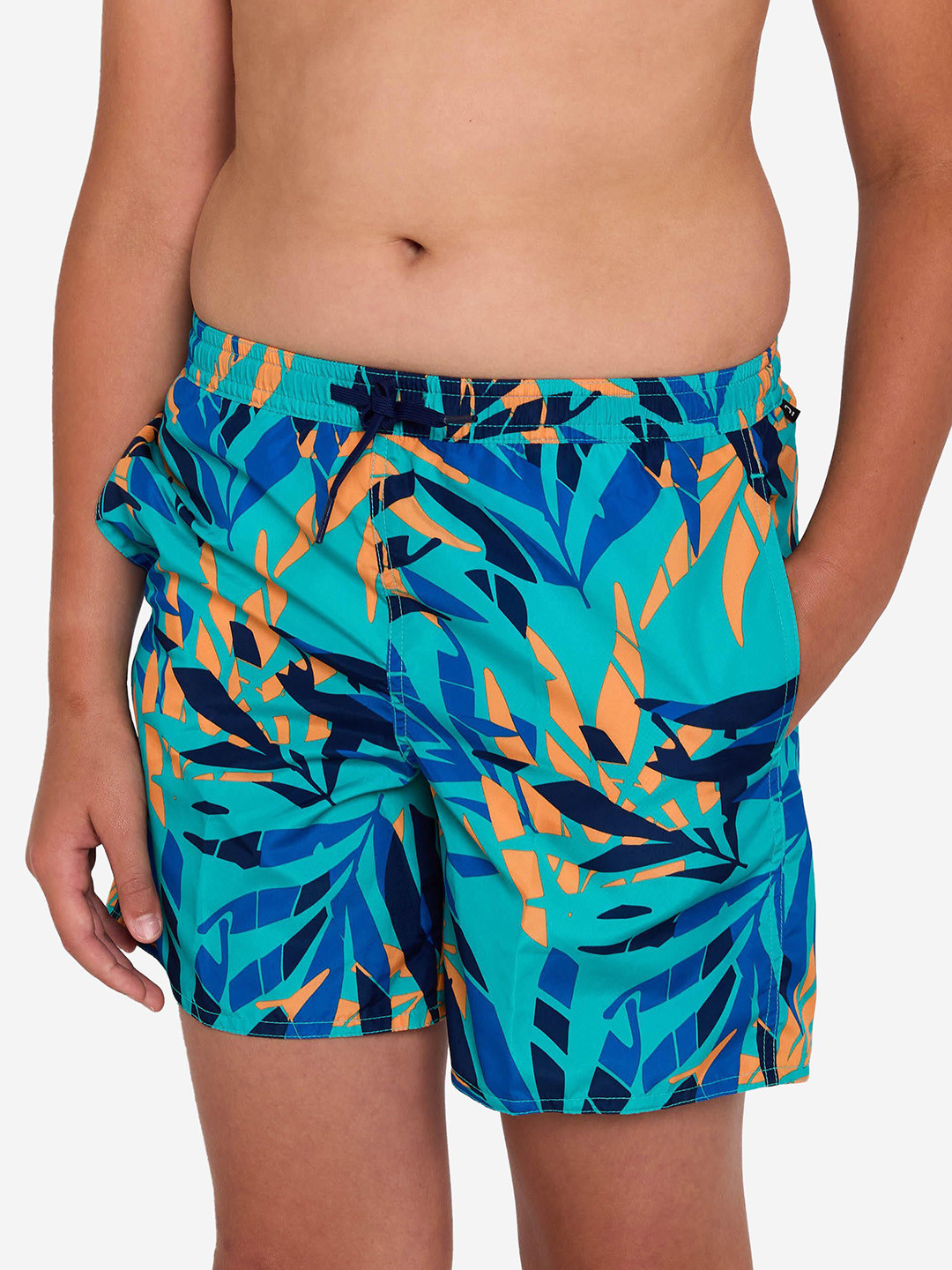 Decathlon Olaian Boys Blue Floral Printed Quick-Dry Surfing Shorts