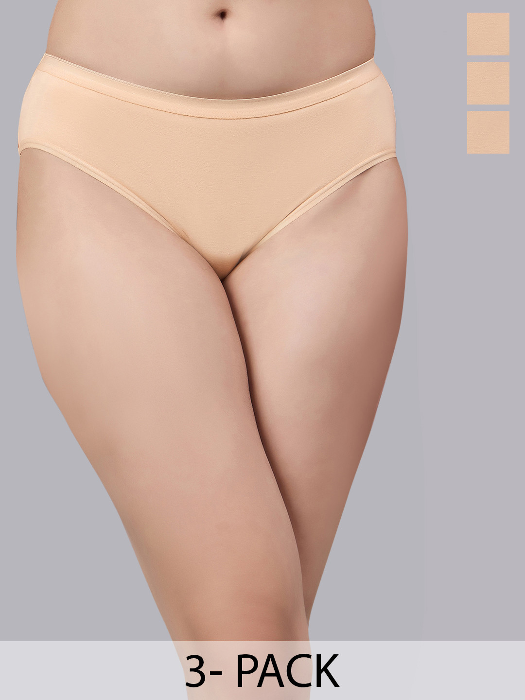 Simoh Women Pack Of 3 Mid Rise Basic Briefs MB2113_Nude