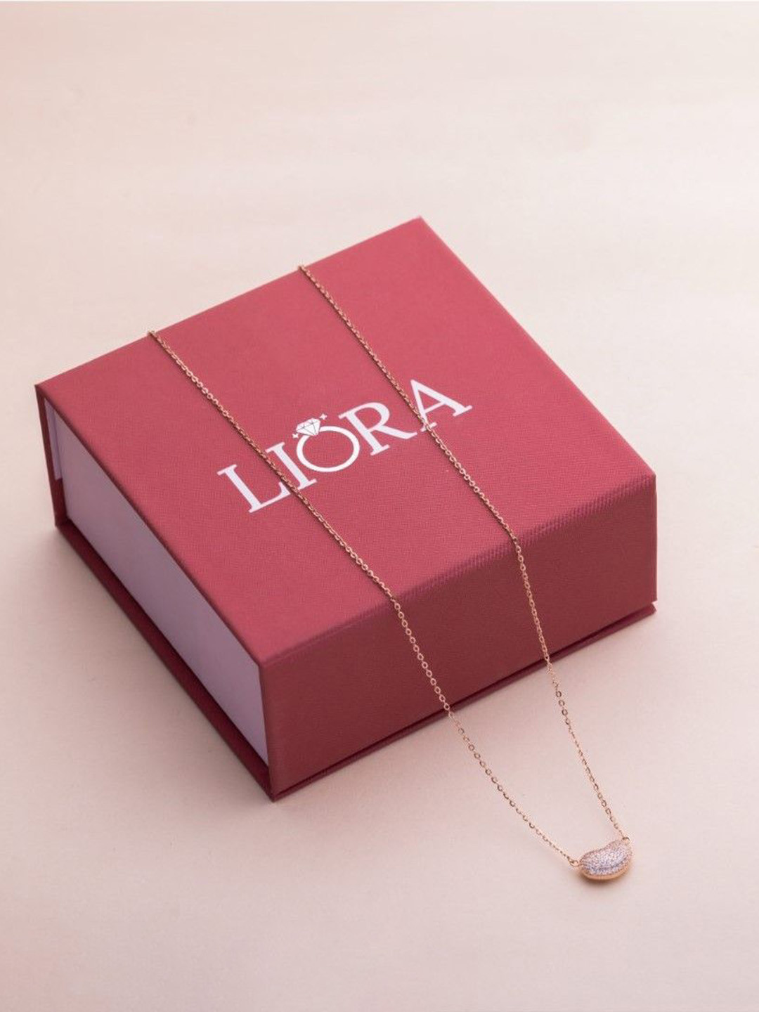 LIORA 925 Silver Jewellery Sterling Silver Rose Gold Plated CZ Heart Shape Pendant & Chain