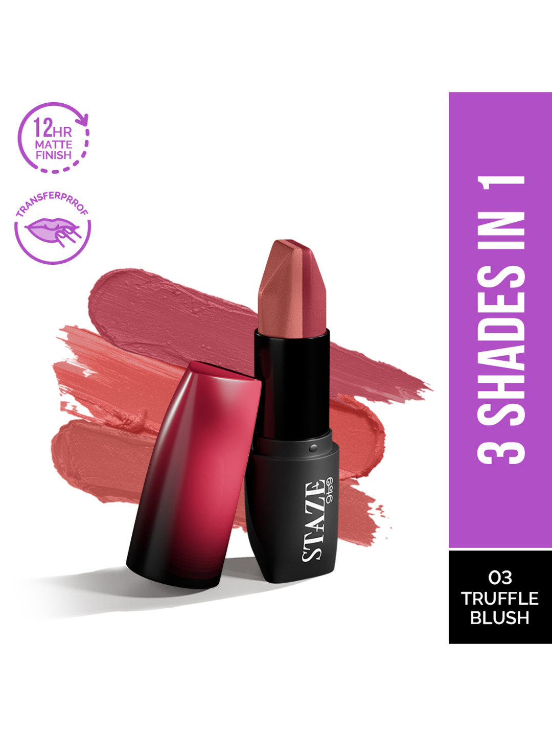 STAZE 9to9 Love Tri-Angle 3 in 1 Transferproof  Lipstick 3.8 g - Caramel Rose 03