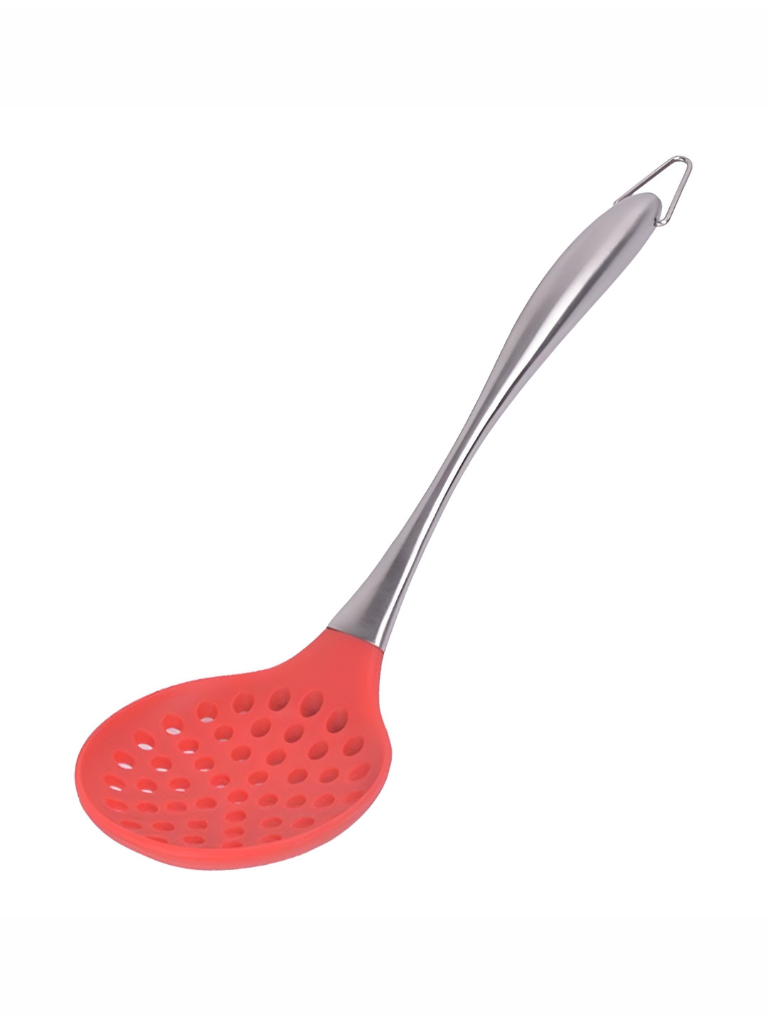 Baskety Steel & Red Silicone Handle Wok Slotted Spatula