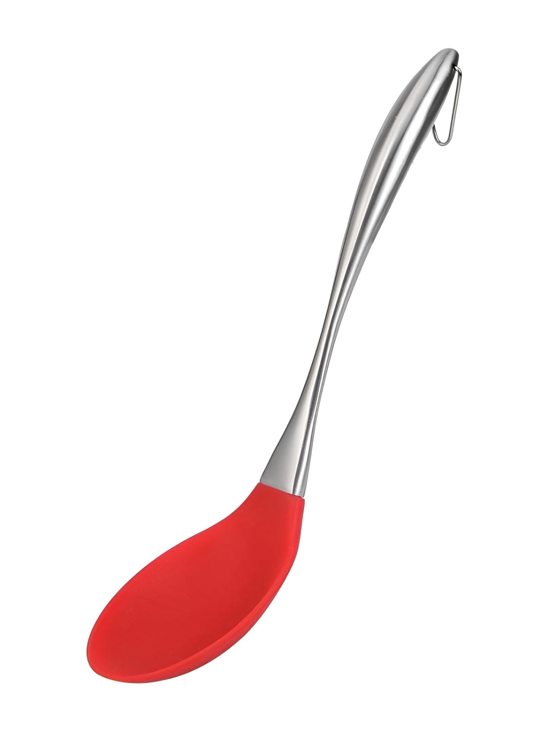 Baskety Steel & Red Stainless Steel Handle With Silicone Mixing Spoon Spatula