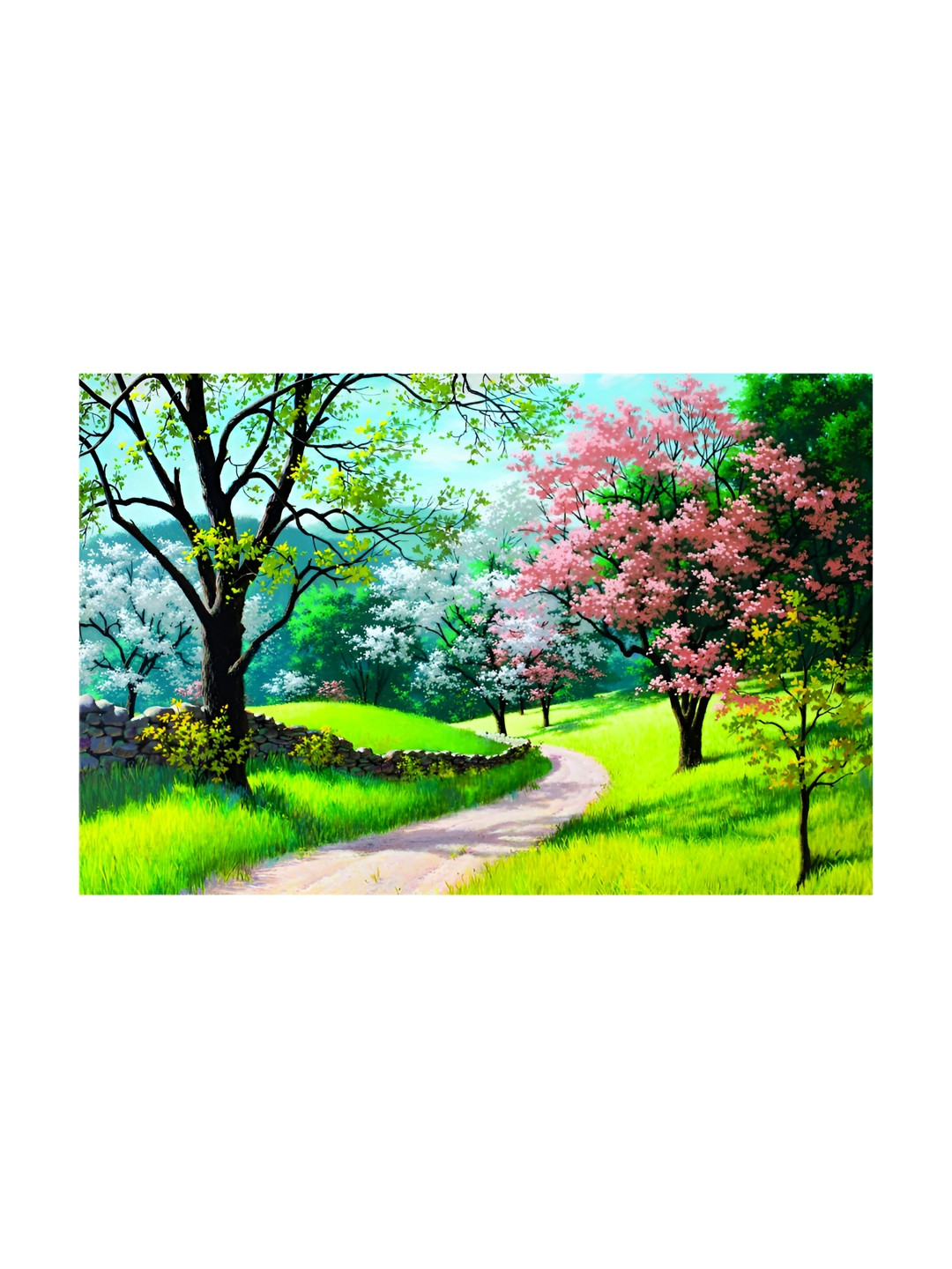 Inephos Green & Pink Nature Floral and Botanical Canvas Wall Art