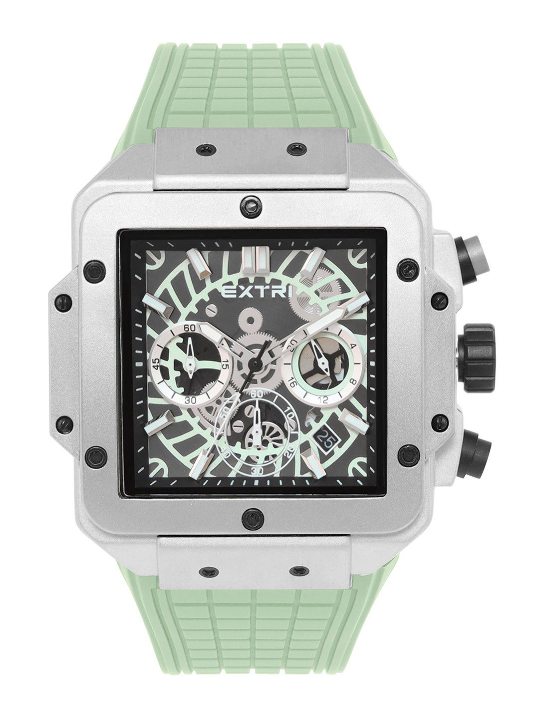 EXTRI Men Printed Dial & Textured Straps Reset Time Analogue Watch X6097-A