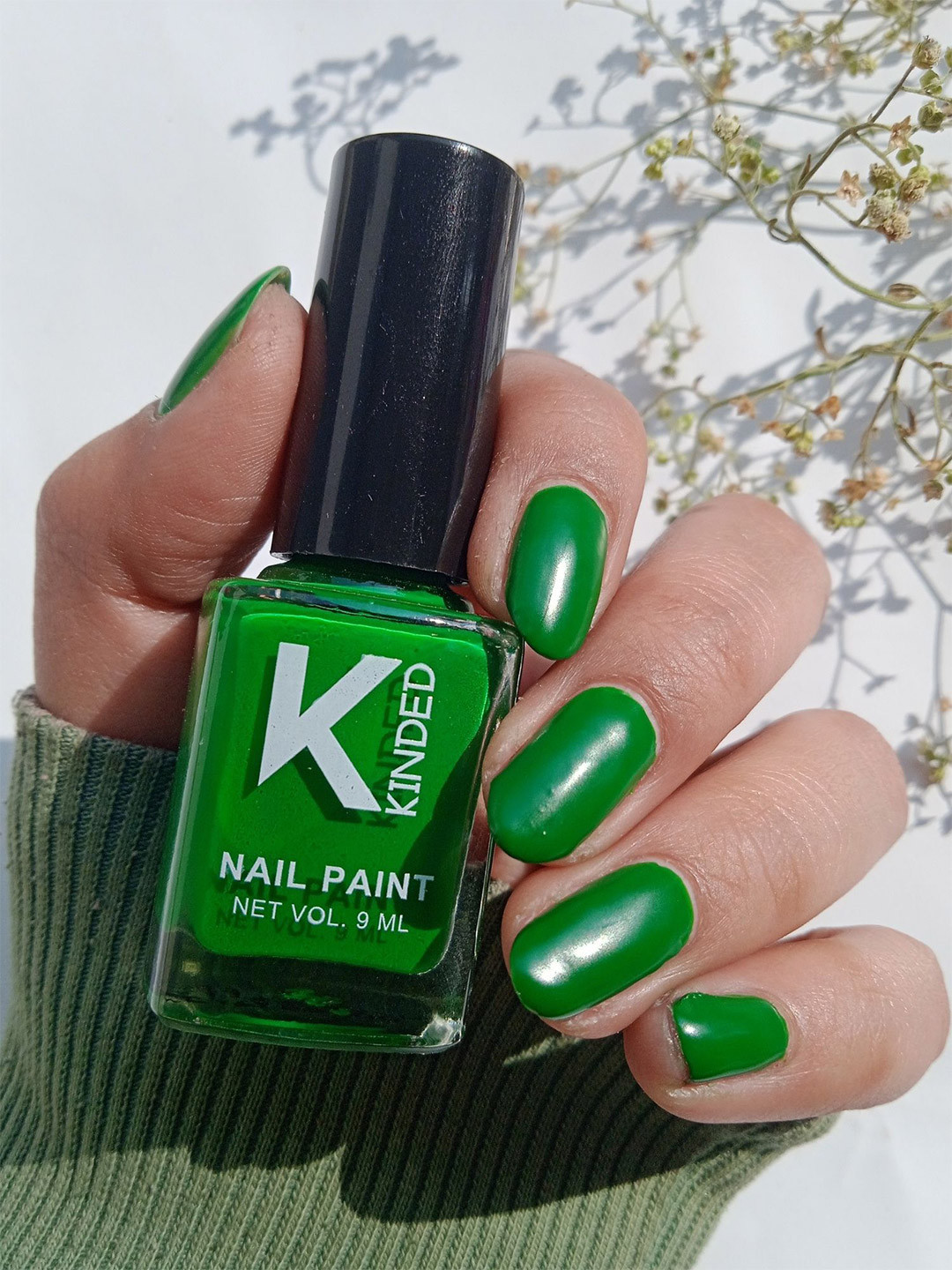 KINDED Long Stay Matte Finish Nail Polish- 9 ml- Matte Me Bottle Green 58