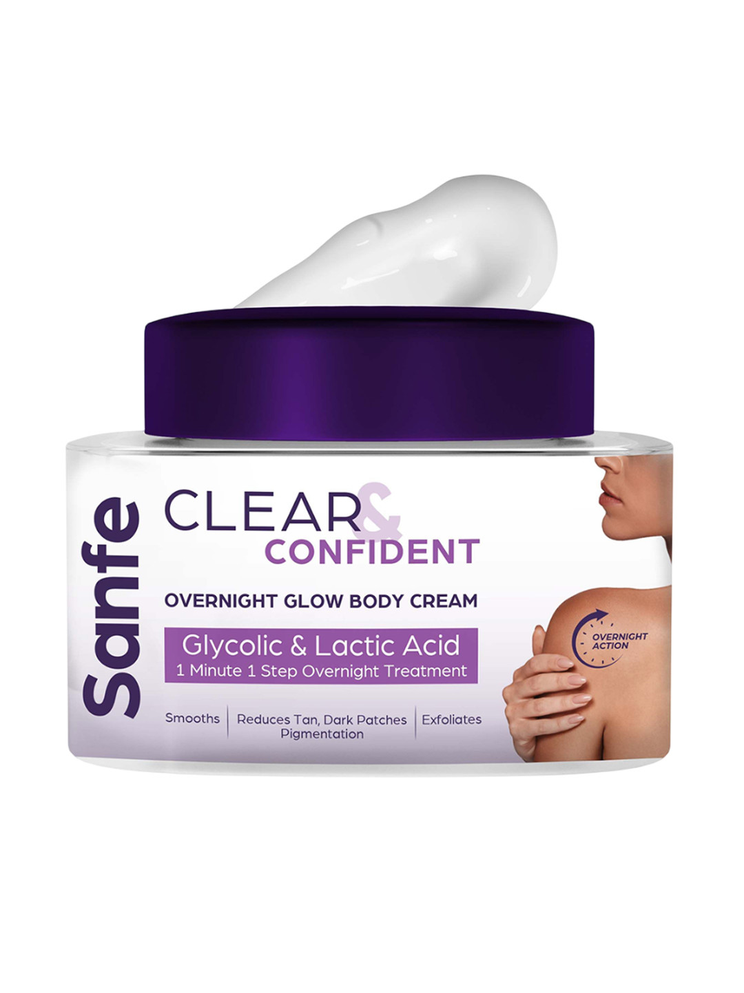 Sanfe Clear & Confident Overnight Glow Body Cream For Dry & Cracked Feet - 200 g