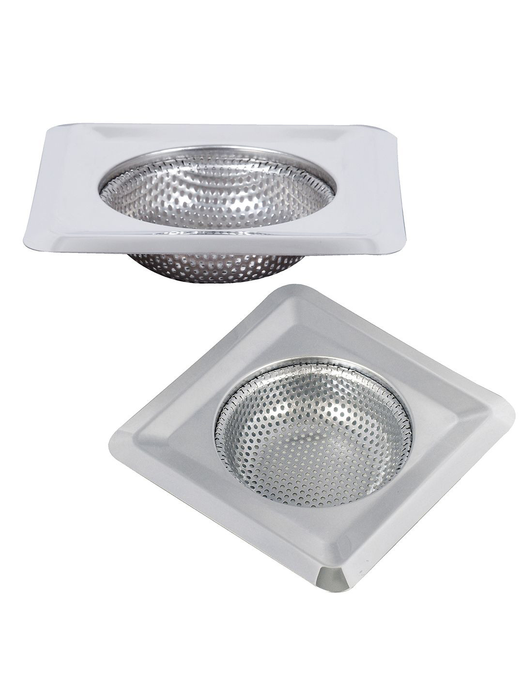 Kuber Industries Silver-Toned 2 Pieces Square Kitchen Drain Catchers