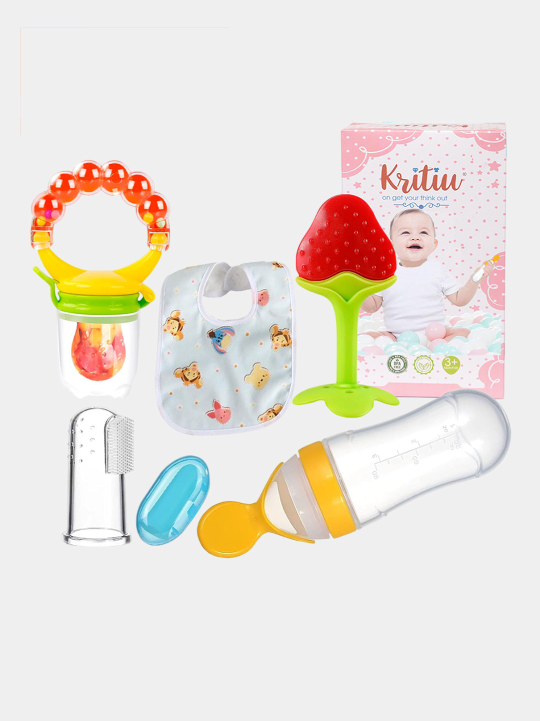 Kritiu Kids Set Of 5 Textured Baby Teether Combo