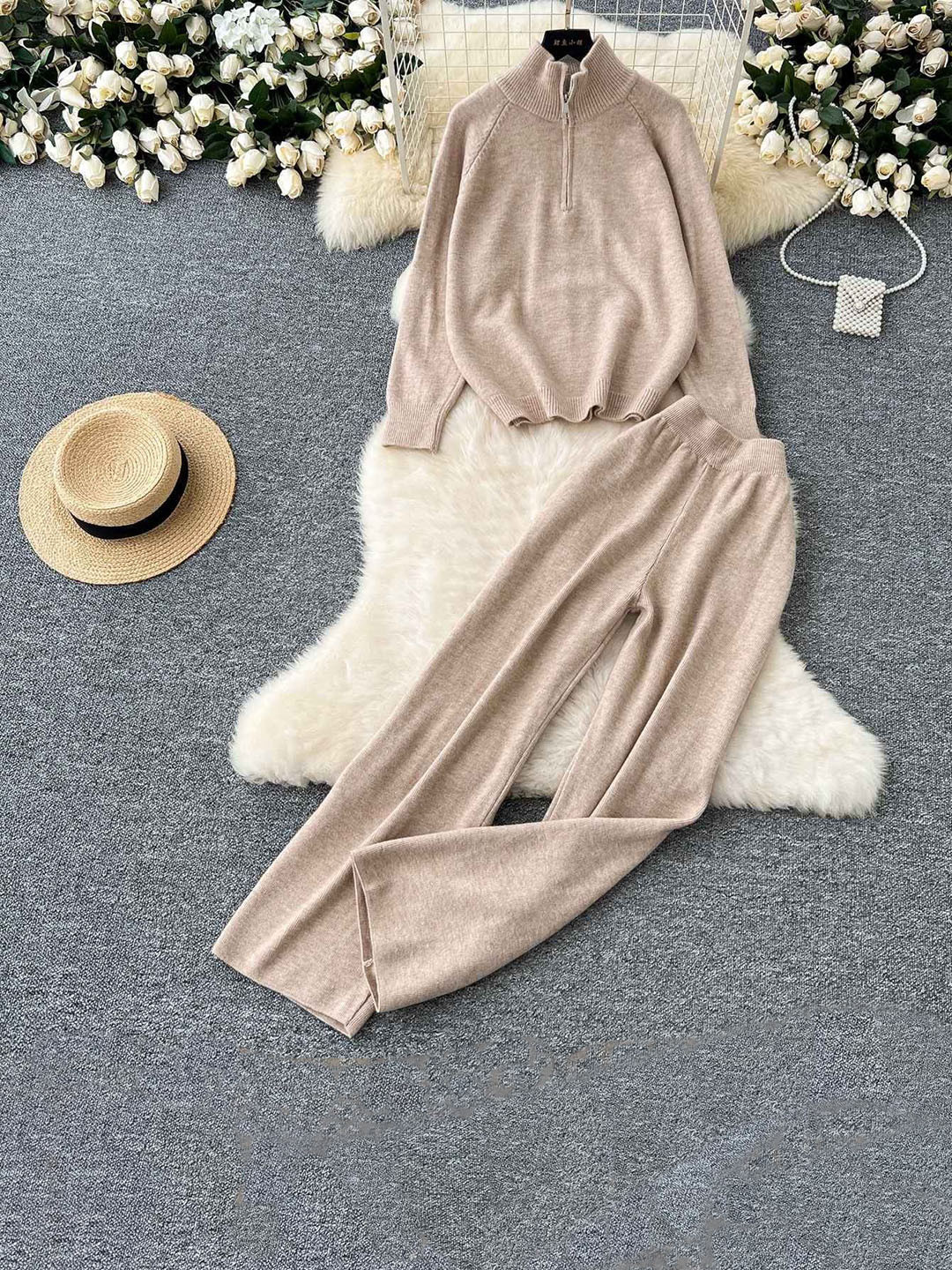 Miss Mosa By Akanksha  Brown Oliver Luxe Winter Woollen Co-Ords Set - Tracksuit