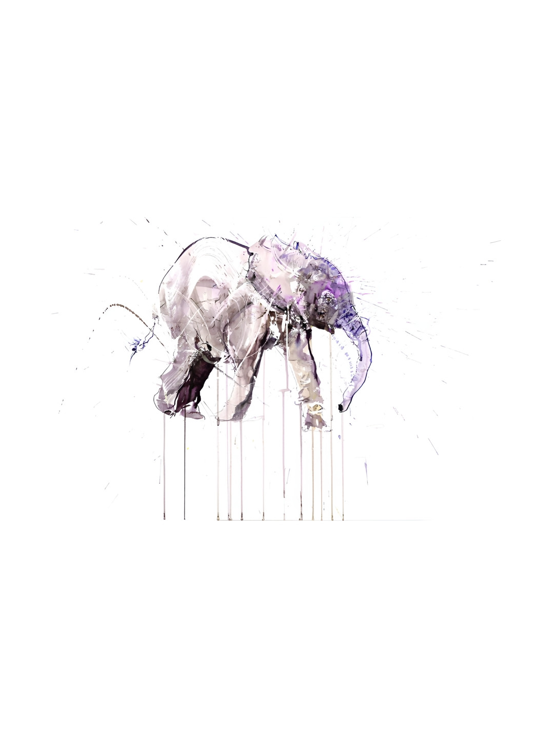 Inephos Grey & Lavender Elephant Birds And Animals Canvas Wall Art