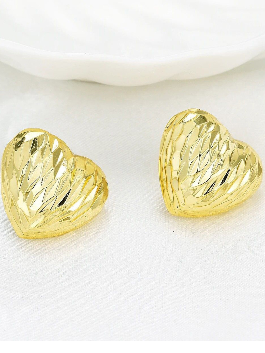 Aviksha Creations Gold-Plated Heart Studded Earring
