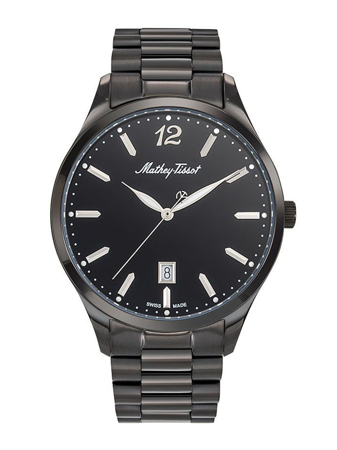 Mathey-Tissot Swiss Made Men Urban Metal Quartz Black Dial Analog Watch H411MNN