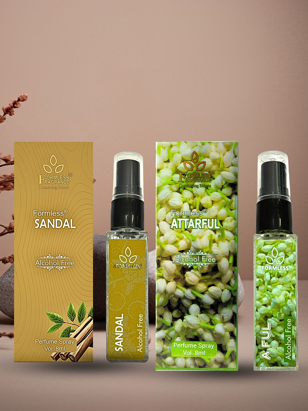 Formless Fragrance Sandal And Attarful Set Of 2 Long Lasting Spray Perfume - 8 ml Each
